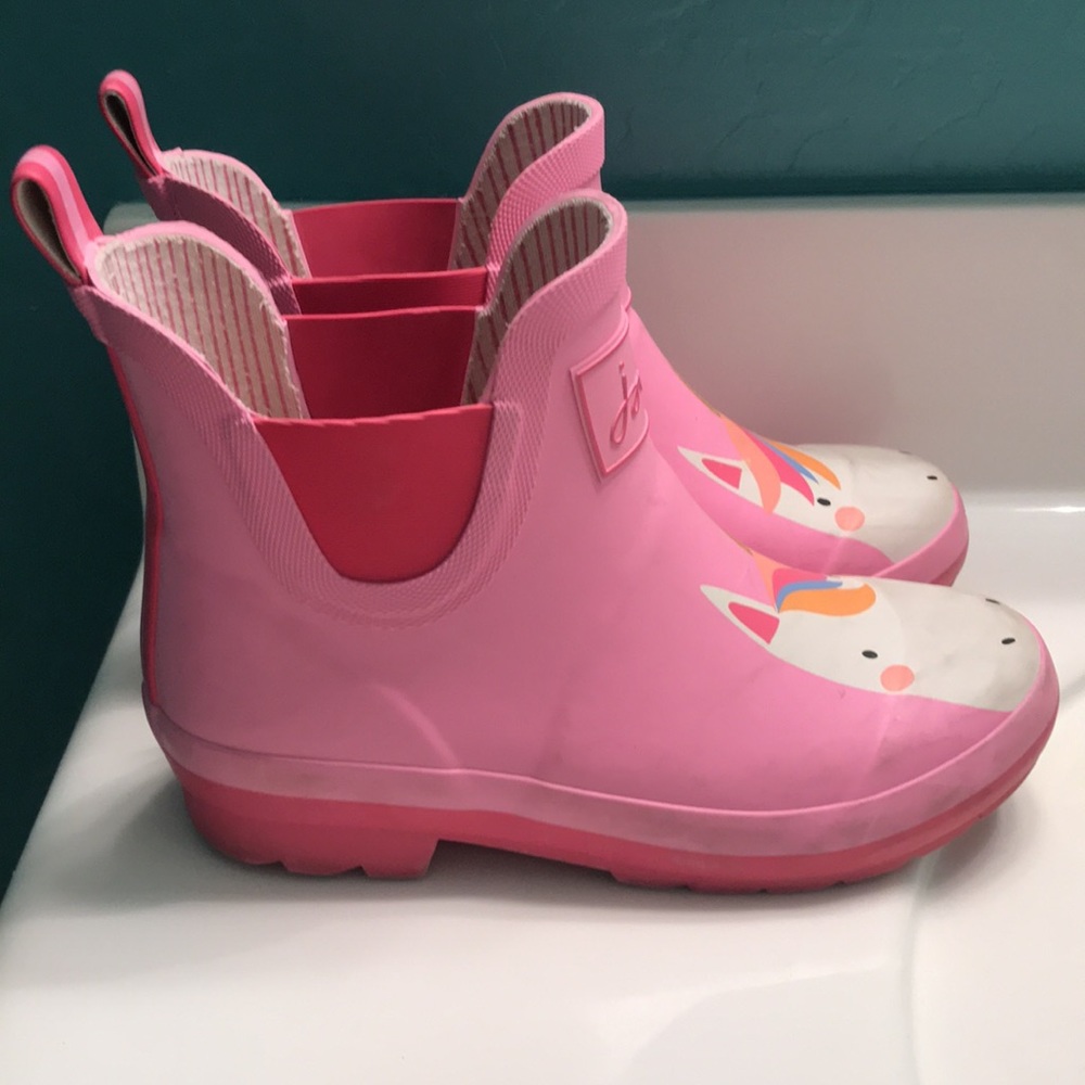 Joules 'Unicorn' Short Rain Boots in PINK (2) - Picture 8 of 15